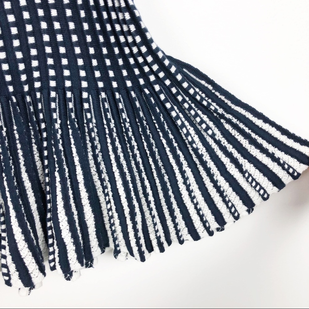 Anthro Moth Ostinato Peplum Knit Tank Navy & White - Picture 6 of 7